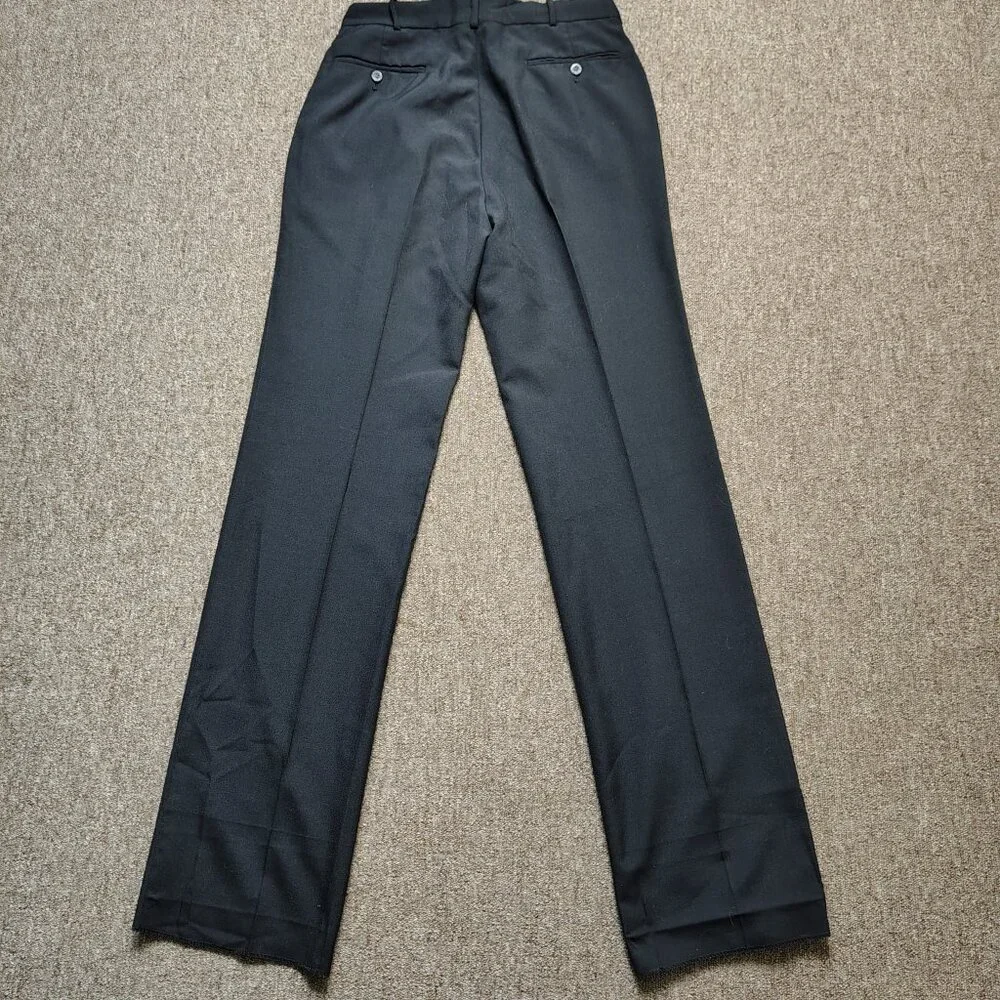 Vintage HUNTING HORN Pants Men 32 Black Wool Blend Pleated Unhemmed Slacks - Picture 4 of 8